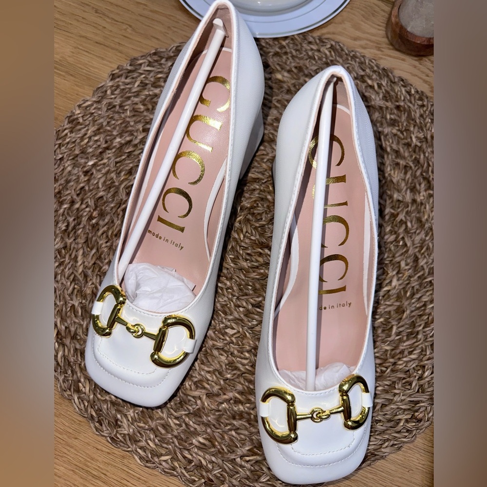 Gucci White Leather Loafers